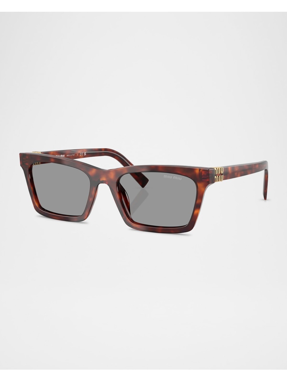 Miu Miu Brown Tortoiseshell Square Frame Sunglasses with Gold Accents